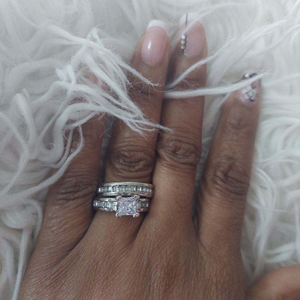 Stainless Steel Rhinestone Zirconia Wedding band